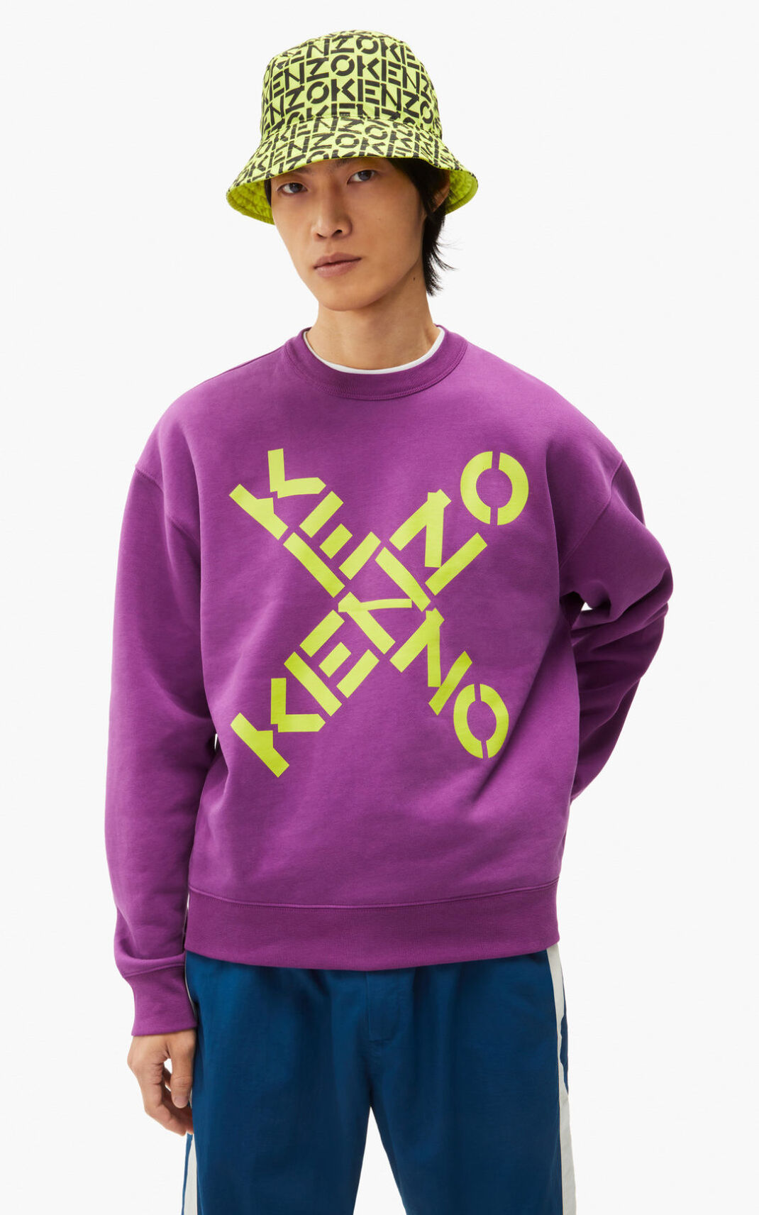 Kenzo Sport Big X Sweatshirt Erkek Mor | 2387-NHJKX